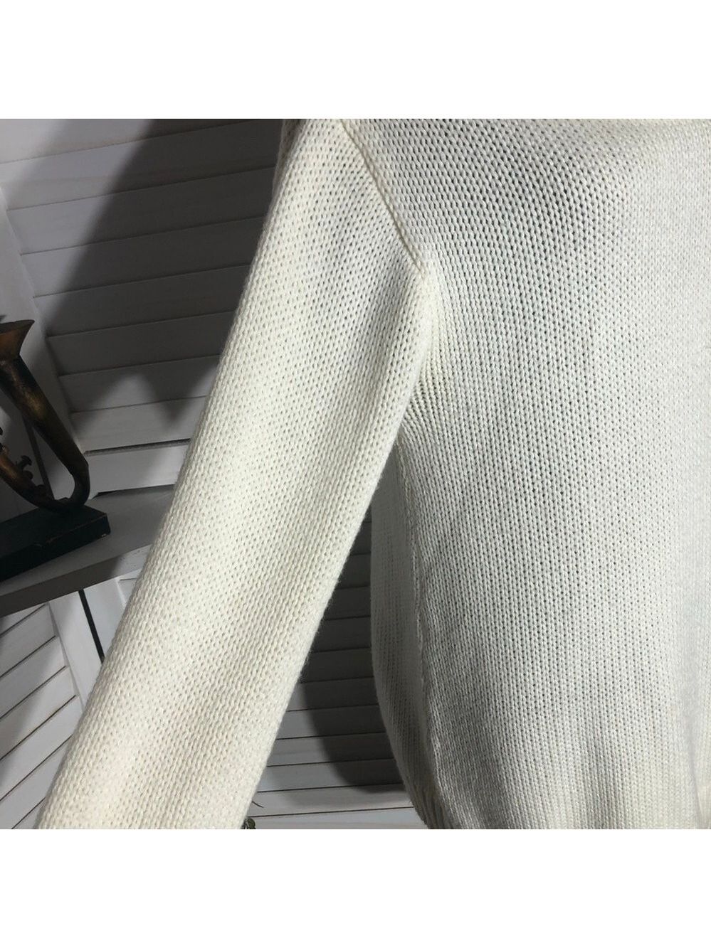Poof! Cream Cowl Neck Open Back Bow Sweater Dress Size S - Picture 7 of 14